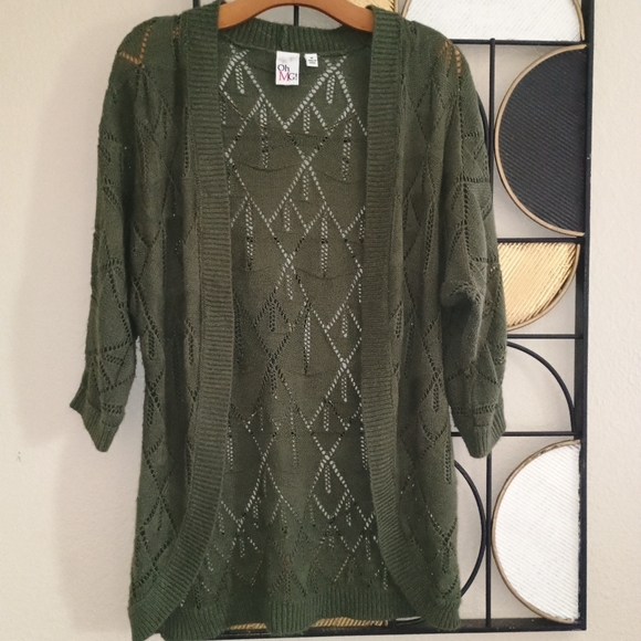 4/$25 Open Front Green Knit Cardigan - Picture 3 of 7